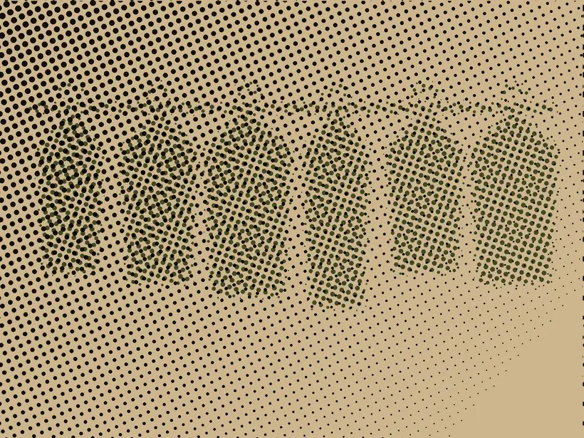 Composition imprimée K.concept : portant de vêtements en trame verte
